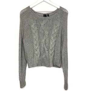 The Fisher Project Cropped Cable Knit Sweater